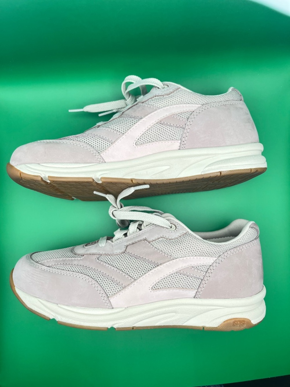 SAS New Women's 7.5W Comfort Walking Sneakers Taupe Lace-Up with Mesh - Picture 5 of 7